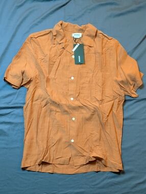 Weekday Orange Short-Sleeve Casual Button-Down Shirt